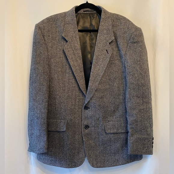 Protocol Other - Men's Vintage 100% Virgin Wool Tweed Herringbone Single Breasted Blazer 42S